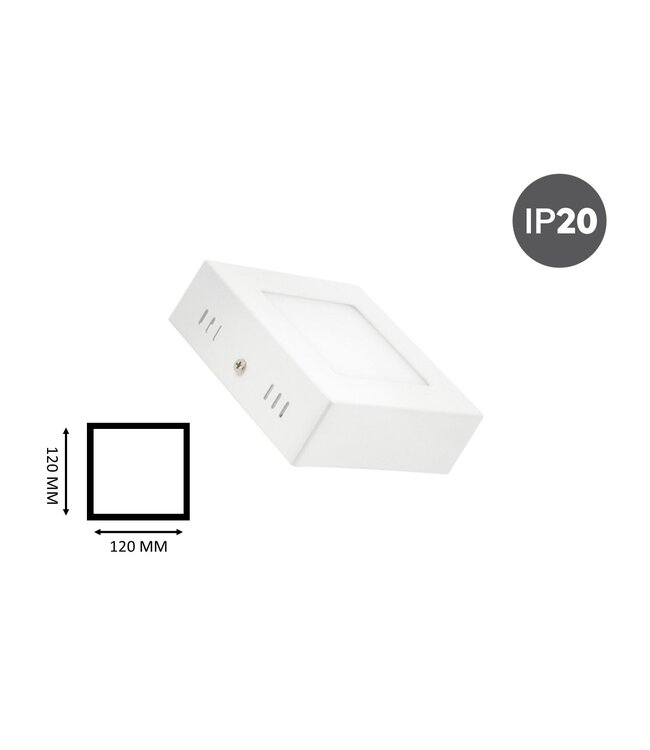 Opbouw LED Downlighter Vierkant 6w, 480 Lumen, 120x120mm, Wit, IP20, 2 Jaar Garantie