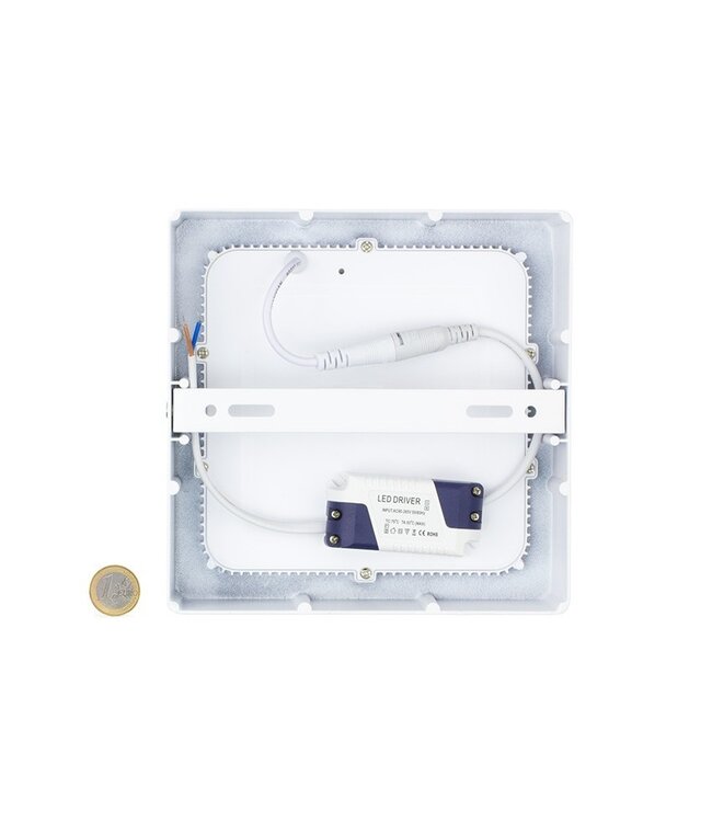 Opbouw LED Downlighter  Vierkant 12w, 880 Lumen, 170x170mm, Wit, IP20, 2 Jaar Garantie