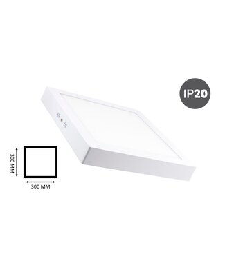 Opbouw LED Downlighter Vierkant 24w, 1900 Lumen, 300x300mm, Wit, IP20, 2 Jaar Garantie