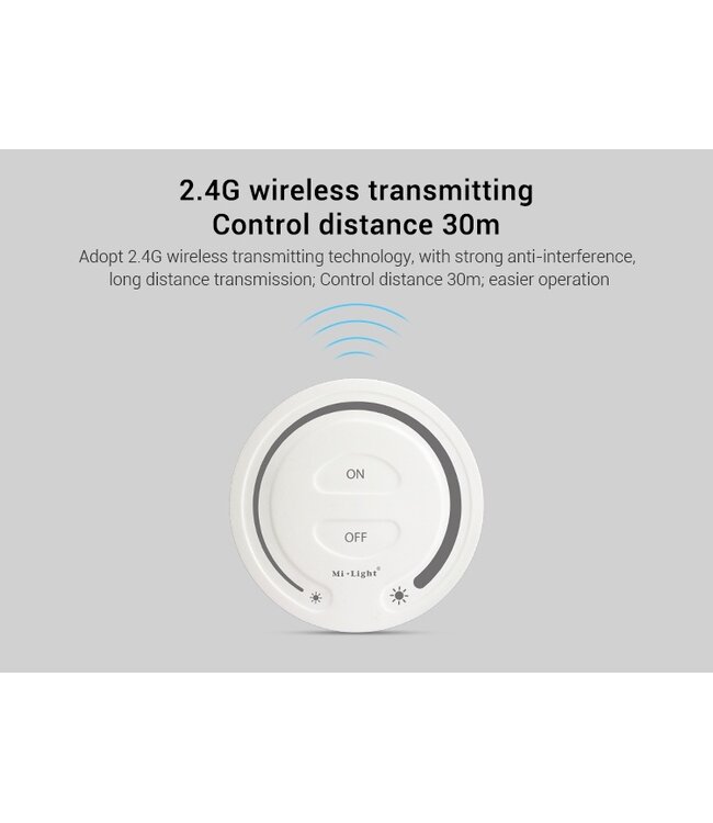 MiBoxer Draai Muurbediening Single Color, 1-Zone, Wit, 2.4Ghz - FUT087