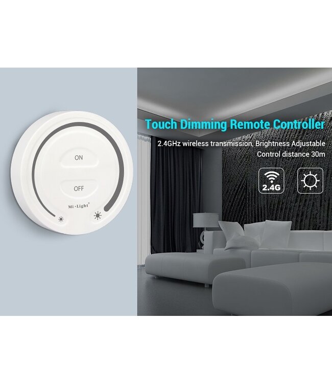 MiBoxer Draai Muurbediening Single Color, 1-Zone, Wit, 2.4Ghz - FUT087