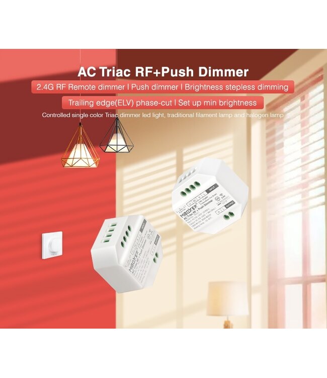 Reserveer: Miboxer Draadloze Triac LED Dimmer, 2.4GHz, Max 300 watt - TRI-C1