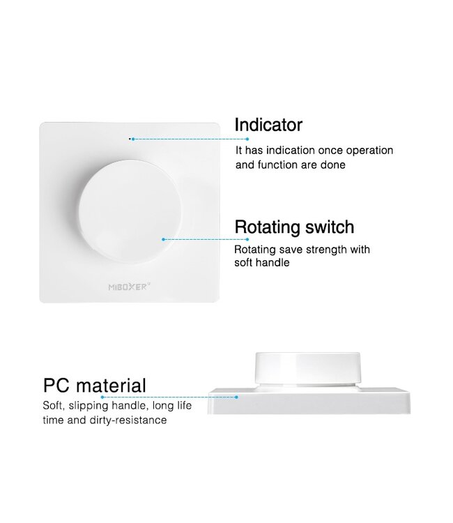 MiBoxer Draai Muurbediening  Single Color en CCT, 1-Zone, Wit