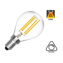 E14 Led Filament Lamp 3w, G45, 2200K Flame, 270 Lumen, Dimbaar, Helder Glas, 2 Jaar Garantie