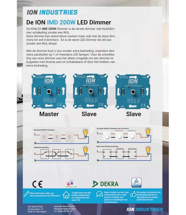 ION INDUSTRIES - Hotelschakeling DUO Pack Inbouw LED Dimmer Slave | 0.3-200 Watt
