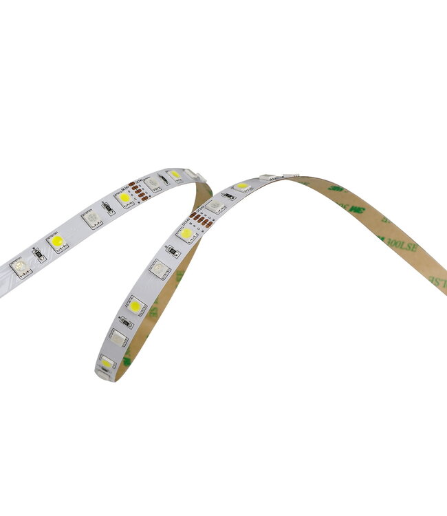 UITVERKOOP: Led Strip ROL 5 Meter 5050SMD, 13w/m, 60 led/m, 480Lm/m, RGB+6500K, 24v, IP65, 10mm