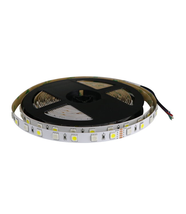 UITVERKOOP: Led Strip ROL 5 Meter 5050SMD, 13w/m, 60 led/m, 480Lm/m, RGB+6500K, 24v, IP65, 10mm