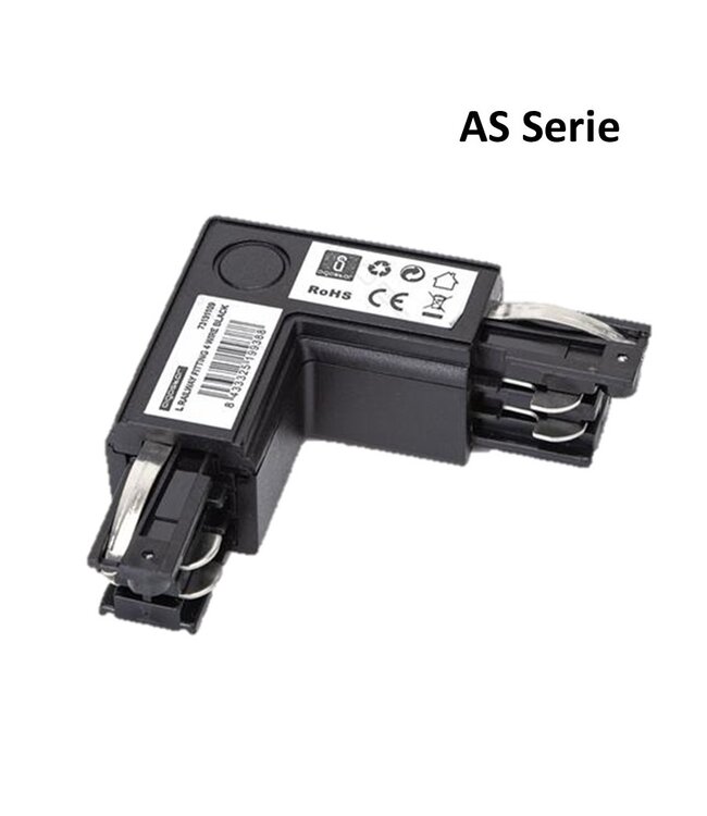 UITVERKOOP - AS Serie - 3 Fase Rail Koppelstuk Hoek - Zwart