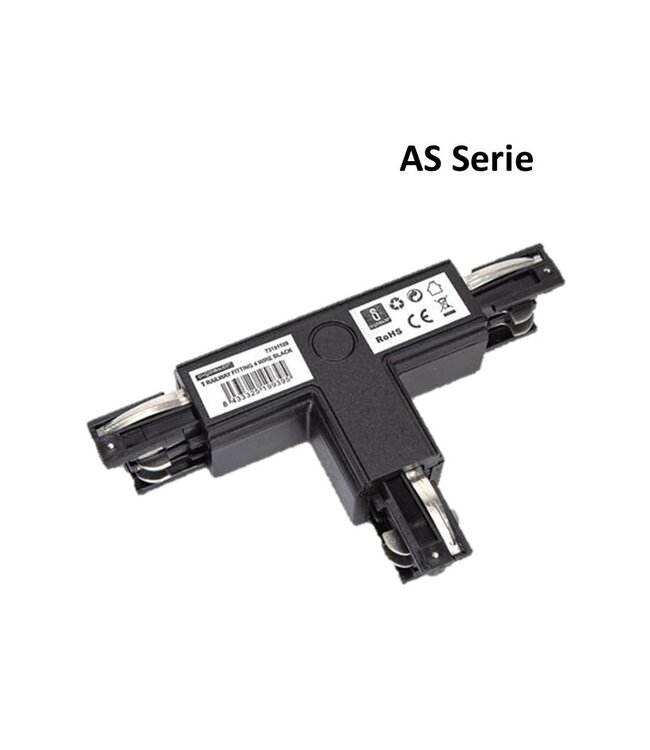 UITVERKOOP - AS Serie- 3 Fase Rail Koppelstuk T - Zwart