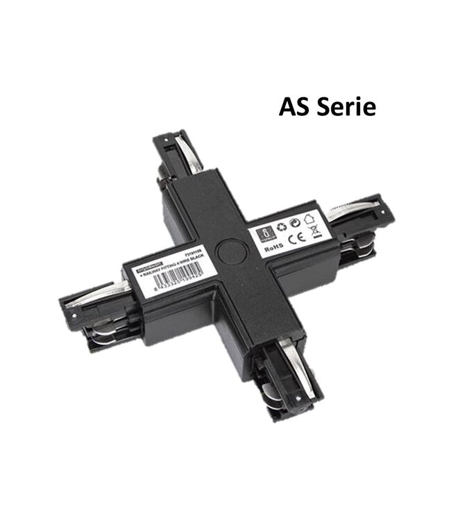 UITVERKOOP - AS Serie- 3 Fase Rail Koppelstuk X - Zwart
