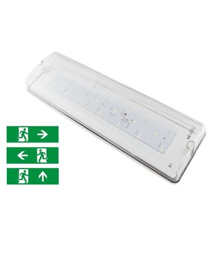 LED Opbouw Noodverlichtingsarmatuur 6,5w, 420 Lumen, IP65, Met pijlaanduiding, 3 Jaar garantie