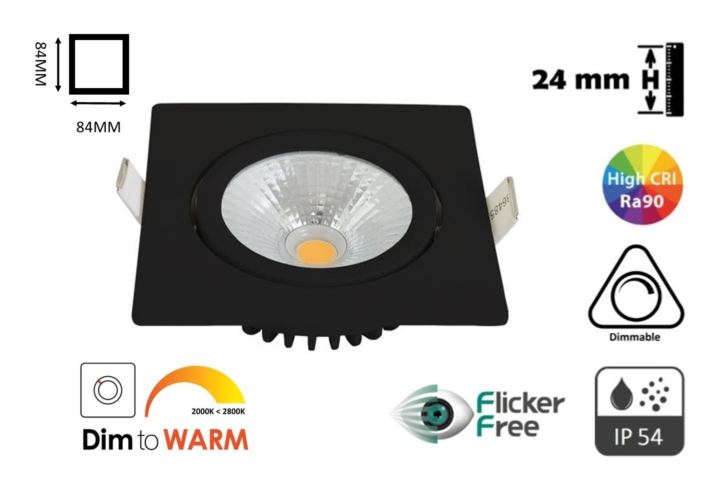 DIm To Warm LED Spot 5w | 450 | 24mm Inbouwhoogte | CRI90 - Ledlampaanbiedingen.nl
