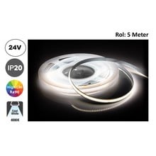 Led Strip ROL 5 Meter COB, 10w/m, 320 led/m, 880Lm/m, 4000K Neutraal wit, CRI90, 24v, IP33, 8mm, 2 Jaar garantie