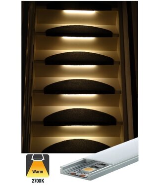 Complete Set LED Trapverlichting - Met Alu Profiel - 30CM - 60 Leds/M - 2700K Extra Warm Wit