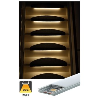 Complete Set LED Trapverlichting - Met Alu Profiel - 50CM - 60 Leds/M - 2700K Extra Warm Wit