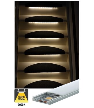 Complete Set LED Trapverlichting - Met Alu Profiel - 50CM - 60 Leds/M - 3000K Warm Wit