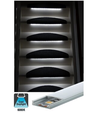 Complete Set LED Trapverlichting - Met Alu Profiel - 50CM - 60 Leds/M - 6000K Daglicht Wit