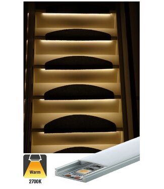 Complete Set LED Trapverlichting - Met Alu Profiel - 70CM - 60 Leds/M - 2700K Extra Warm Wit