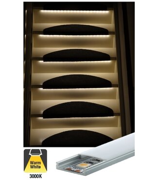 Complete Set LED Trapverlichting - Met Alu Profiel - 70CM - 60 Leds/M - 3000K Warm Wit