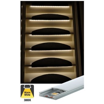 Complete Set LED Trapverlichting - Met Alu Profiel - 70CM - 60 Leds/M - 3000K Warm Wit