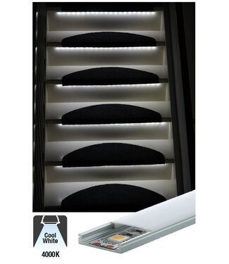 Complete Set LED Trapverlichting - Met Alu Profiel - 70CM - 60 Leds/M - 4000K Neutraal Wit