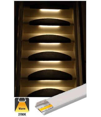 Complete Set LED Trapverlichting - COB LEDS - Met Alu Profiel - 30CM - 320 Leds/M - 2700K Extra Warm Wit