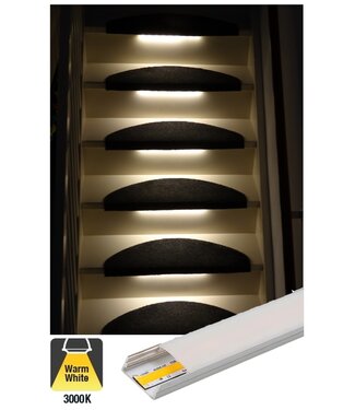 Complete Set LED Trapverlichting - COB LEDS - Met Alu Profiel - 30CM - 320 Leds/M - 3000K Warm Wit