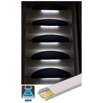 Complete Set LED Trapverlichting - COB LEDS - Met Alu Profiel - 30CM - 320 Leds/M - 6000K Daglicht Wit