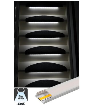 Complete Set LED Trapverlichting - COB LEDS - Met Alu Profiel - 50CM - 320 Leds/M - 4000K  Neutraal Wit