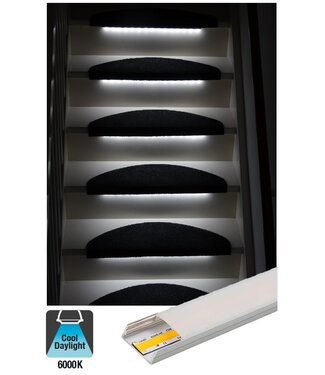 Complete Set LED Trapverlichting - COB LEDS - Met Alu Profiel - 50CM - 320 Leds/M - 6000K  Daglicht Wit