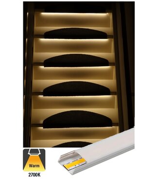 Complete Set LED Trapverlichting - COB LEDS - Met Alu Profiel - 70CM - 320 Leds/M - 2700K Extra Warm Wit