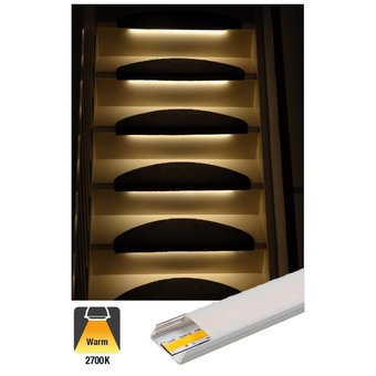 Complete Set LED Trapverlichting - COB LEDS - Met Alu Profiel - 50CM - 320 Leds/M - 2700K Extra Warm Wit