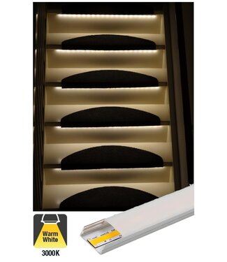 Complete Set LED Trapverlichting - COB LEDS - Met Alu Profiel - 70CM - 320 Leds/M - 3000K Warm Wit