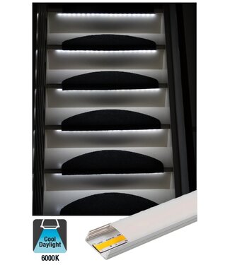 Complete Set LED Trapverlichting - COB LEDS - Met Alu Profiel - 70CM - 320 Leds/M - 6000K Daglicht Wit