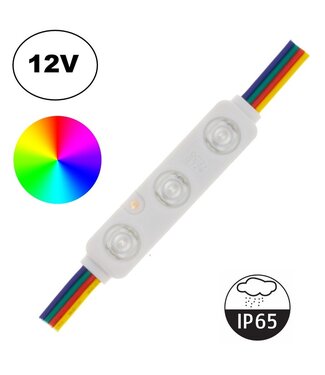 LED Module 3x 5050SMD, 0,72w, RGB , IP65, 12v, 2 Jaar Garantie
