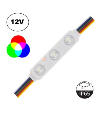 LED Module 3x 5050SMD, 0,72w, RGB+WHITE , IP65, 12v, 2 Jaar Garantie