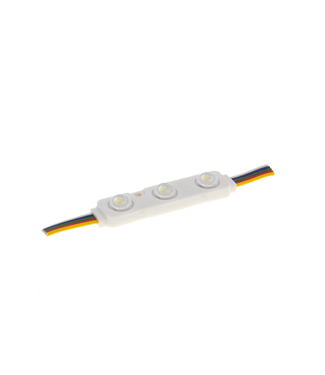 LED Module 3x 5050SMD, 0,72w, RGB+WHITE , IP65, 12v, 2 Jaar Garantie