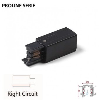 Proline Serie - 3 Fase Rail 4 Wire Aansluitblok RECHTS - Zwart
