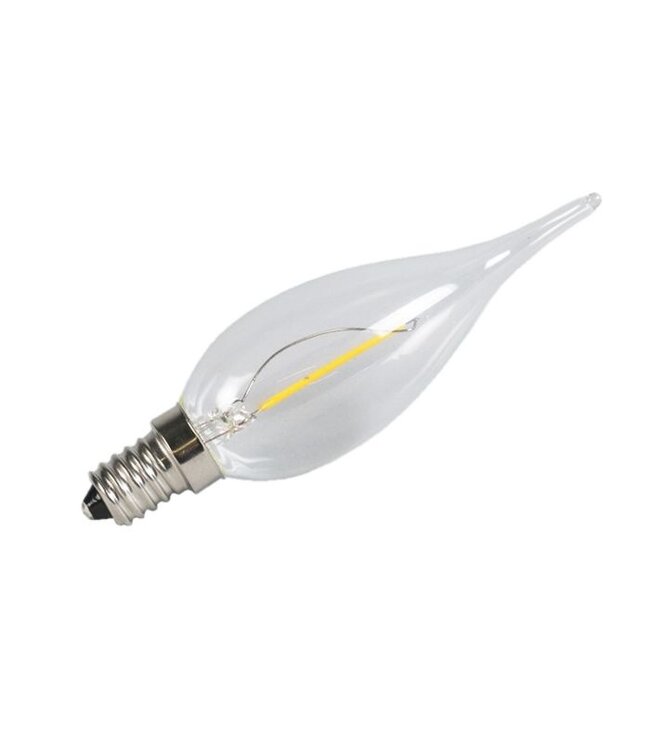 E14  Filament Kaars met Tip, 1 w, 100 Lumen, 2200K Flame, 2 Jaar Garantie