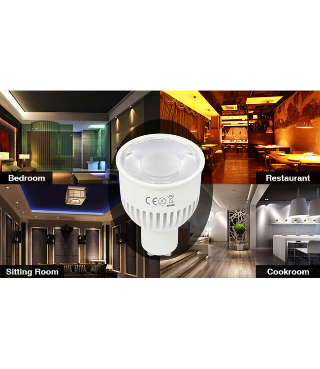 MiBoxer GU10 LED Spot 6w RGB + CCT, Wifi/RF, 550 Lumen, 2 Jaar Garantie