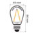 E27 3w Filament Bol Lamp, 200 Lumen, Transparante Kap, 2000K Flame - Dimbaar