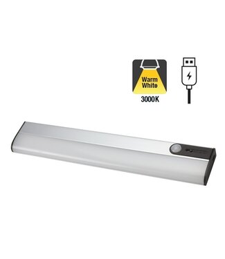 Sensorlux LED Kastverlichting - 261mm - 100 lm- 3000K Warm Wit - PIR Bewegingssensor  - USB 5v Batterij Oplaadbaar