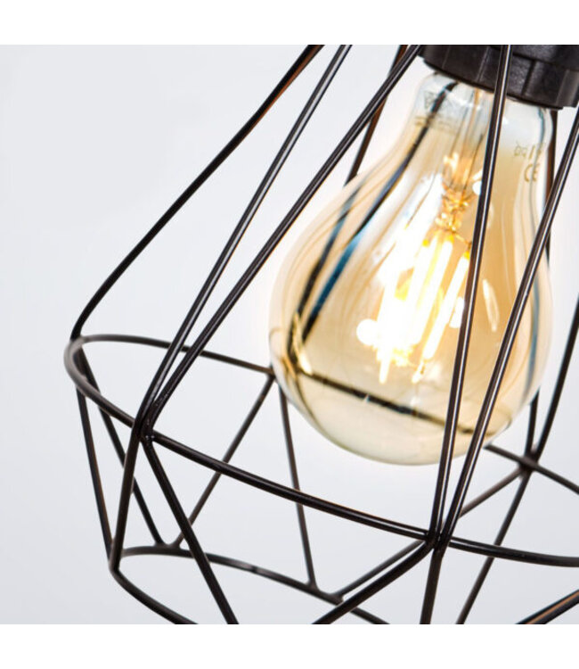 Industriële Hanglamp Zwart | Ø29cm | L:135cm| Incl. 3x Lichtbron E27 - 4w - 2400K - Dimbaar  | Retro | Vintage | Metaal