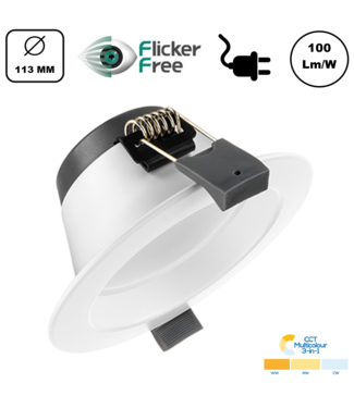 Led Downlighter 10w, 1000 Lumen, 3 Kleuren, gatmaat Ø90mm,  Stekkerklaar, 3 Jaar Garantie