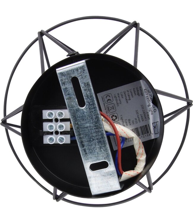 Industriële Plafondlamp Zwart | Ø18cm | Incl. Lichtbron E27 - 4w - 2400K - Dimbaar  | Retro | Vintage | Metaal