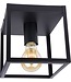 Industriële Plafondlamp Zwart | 16x16cm | Incl. Lichtbron E27 - 4w - 2400K - Dimbaar  | Retro | Vintage | Metaal