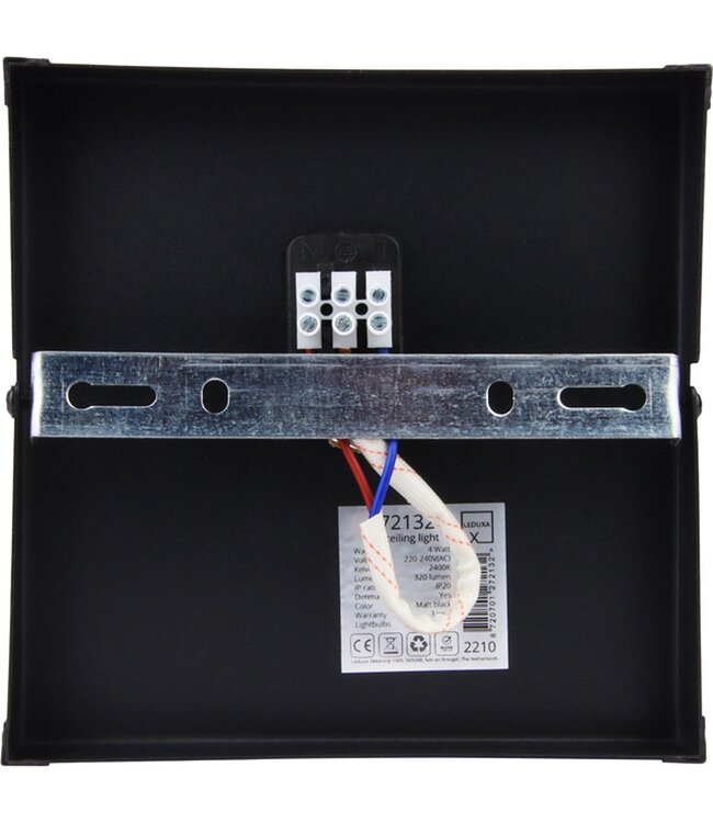 Industriële Plafondlamp Zwart | 16x16cm | Incl. Lichtbron E27 - 4w - 2400K - Dimbaar  | Retro | Vintage | Metaal