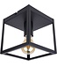 Industriële Plafondlamp Zwart | 16x16cm | Incl. Lichtbron E27 - 4w - 2400K - Dimbaar  | Retro | Vintage | Metaal