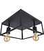 Industriële Plafondlamp Zwart | 30x30cm | Incl. 2x Lichtbron E27 - 4w - 2400K - Dimbaar  | Retro | Vintage | Metaal