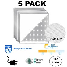 5 PACK - Back-lit UGR19 LED Paneel 60x60cm, 32/37w, 3800/4200 Lumen (120lm/w), Color Switch (3000/4000/6000K), Flikkervrije Philips Driver, Stekkerklaar, 3 Jaar Garantie